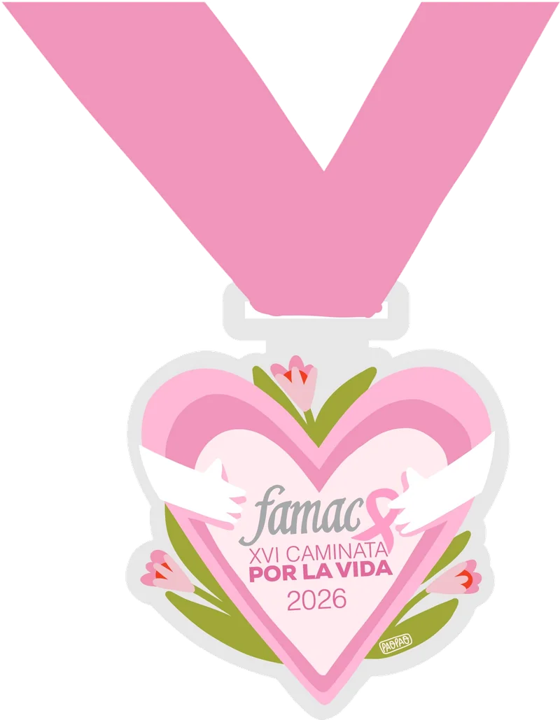 Medalla oficial en forma de corazón abrazado